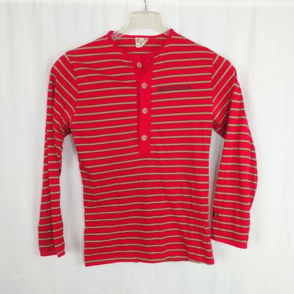 Vintage Hang Ten Honda Shirt Small Red Striped Henley - Picture 8 of 8